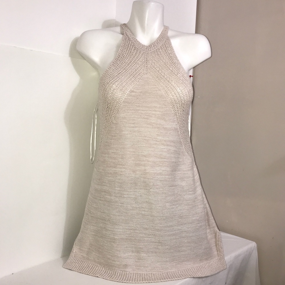 Dynamite Beige Tan Knit Sweater Flare Ribbed Dress